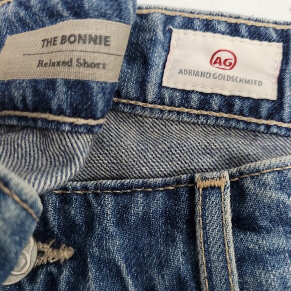 AG Adriano Goldshmied Blue The Bonnie Relaxed Denim Jean Cut Off Shorts Size 32 - Picture 3 of 11